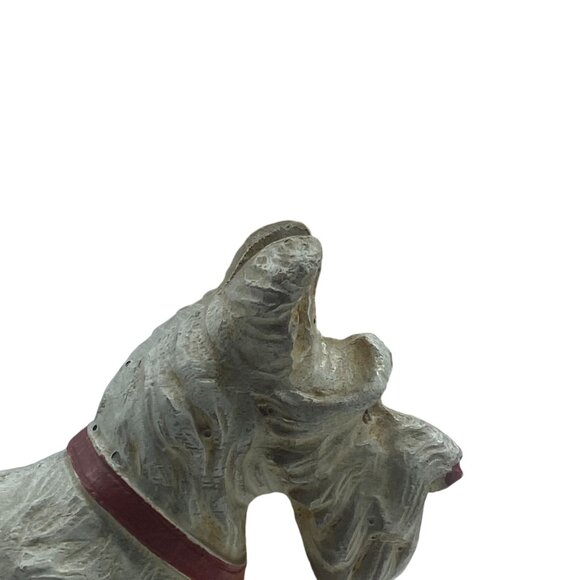 Vtg Burwood Scottish Terrier Dog Figurine White Red Collar Resin Composite - Picture 8 of 12